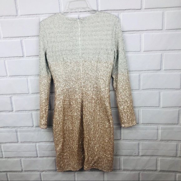 Badgley Mischka Ombré sequin dress long sleeves - Picture 6 of 8